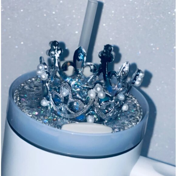 Rhinestone Crown Topper that fit Stanley x Love Shack Fancy Tumbler Lids - Picture 7 of 14